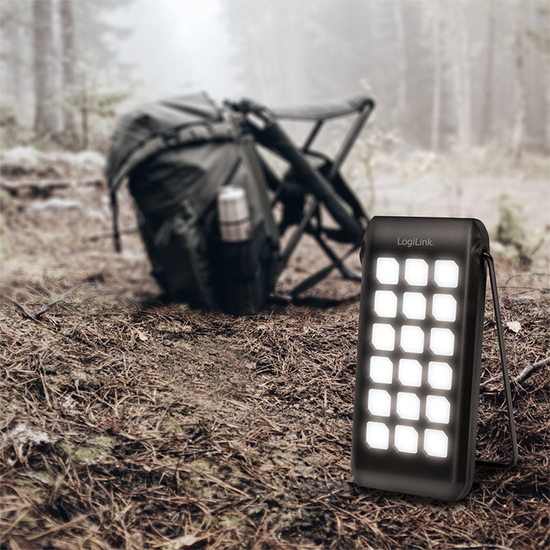 LogiLink Solar-Powerbank 10'000 mAh – 18 W PD, 1× USB-C, 1× USB-A, IP44, Schwarz