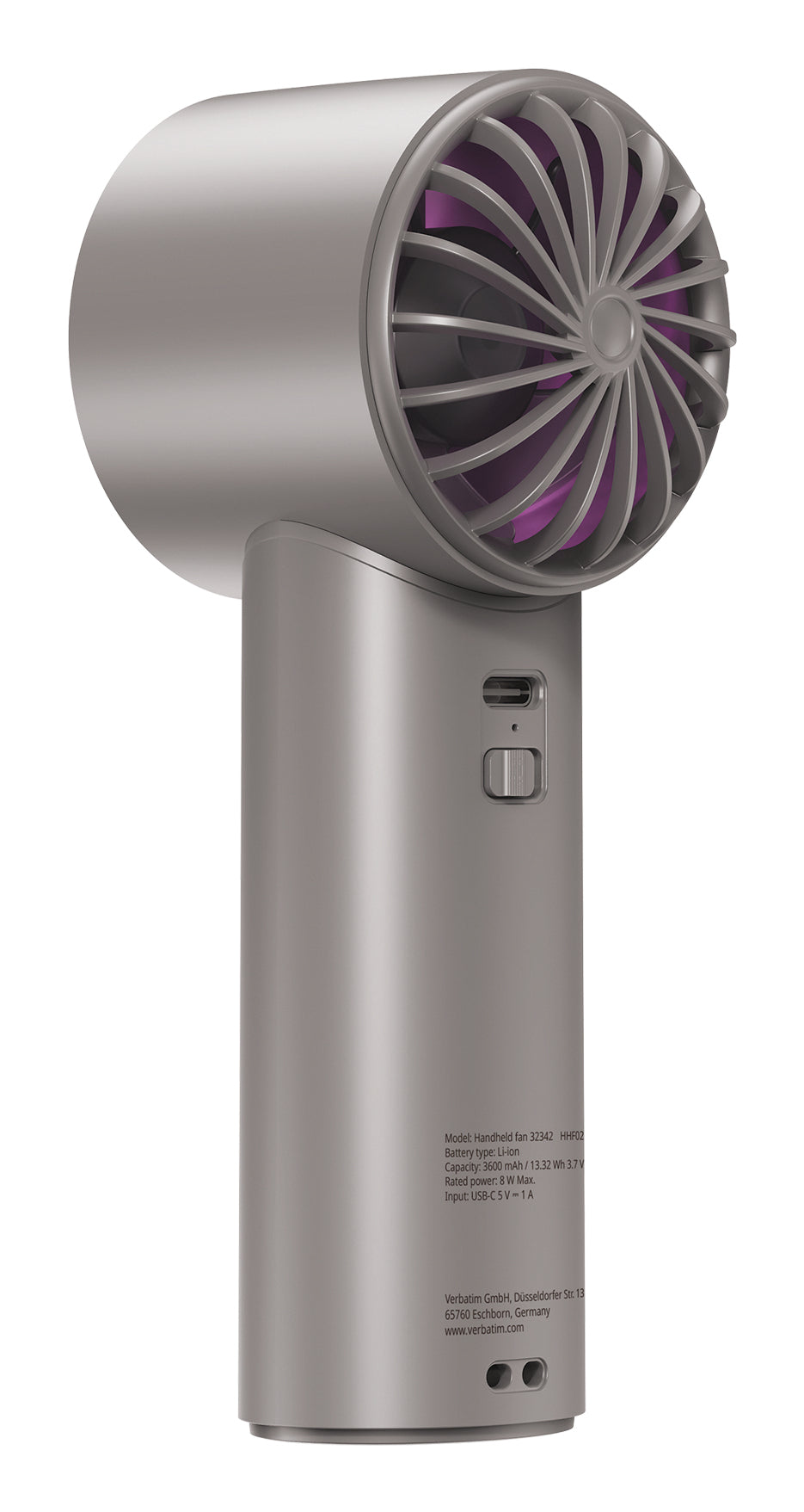 Verbatim Handventilator Cool'n'Go IceTouch – 3600 mAh, Grau, Violett