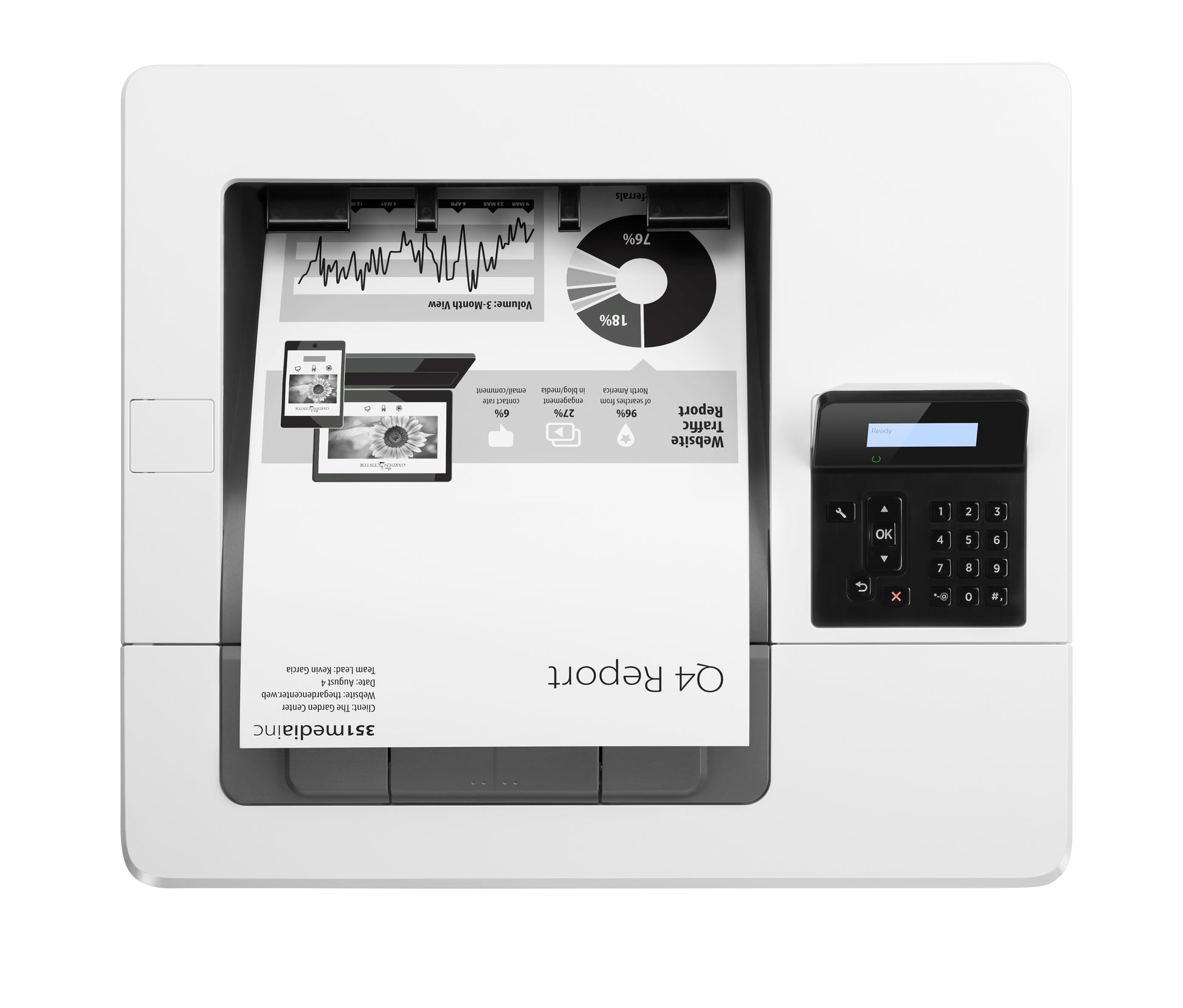 HP LaserJet Pro M501 – A4, S/W, Duplex, 43 S./Min., 4800 × 600 dpi, LAN/USB, Papier: 1200 Blatt