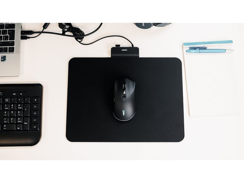 ONIT F02014 Maus & Mauspad (induktiv) – Maus – Kabellos (Bluetooth/2,4 GHz), 8000 DPI, rechts, schwarz