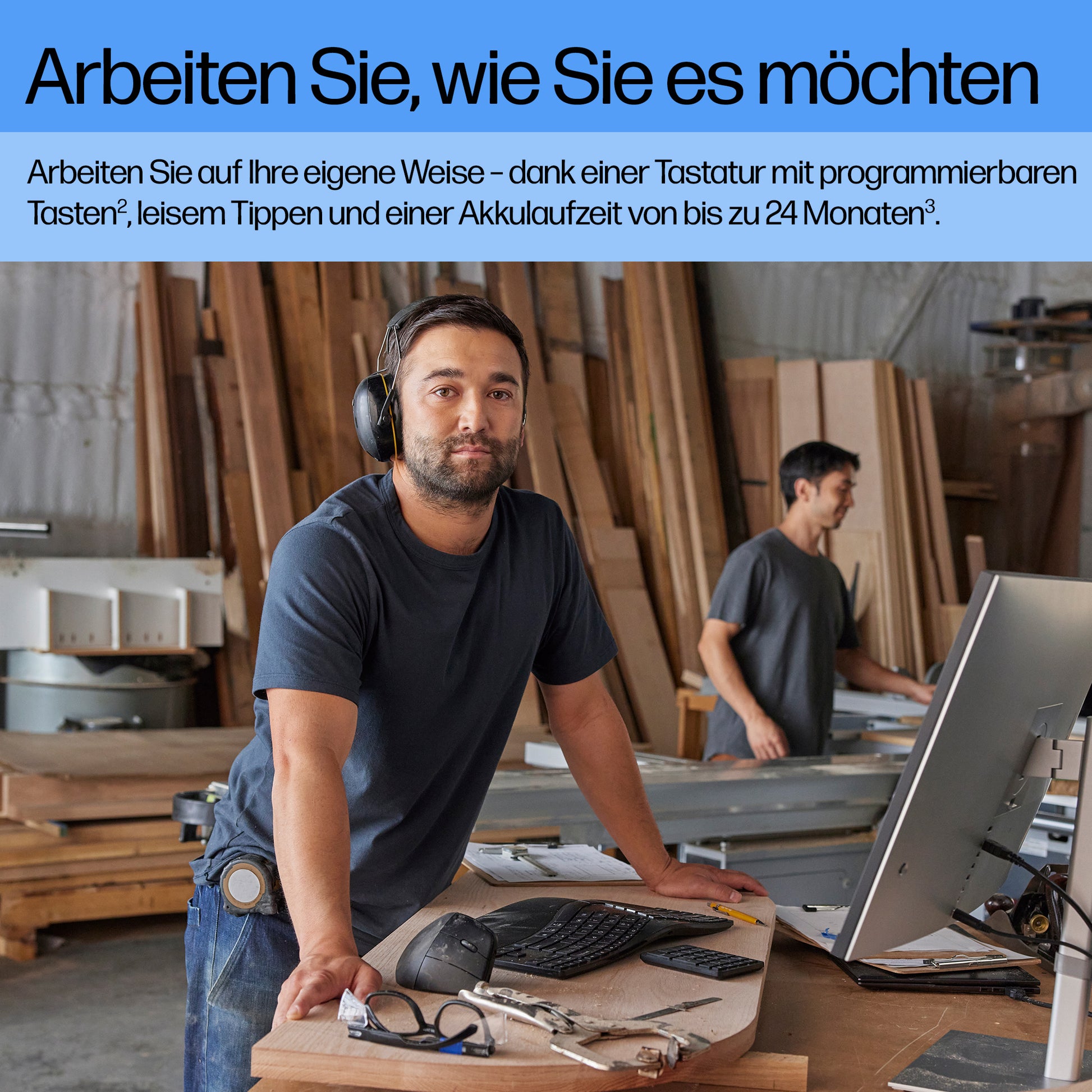 HP 960 – Ergonomische Tastatur – Membran – Bluetooth & 2,4 GHz (USB-A Empfänger) – Schwarz