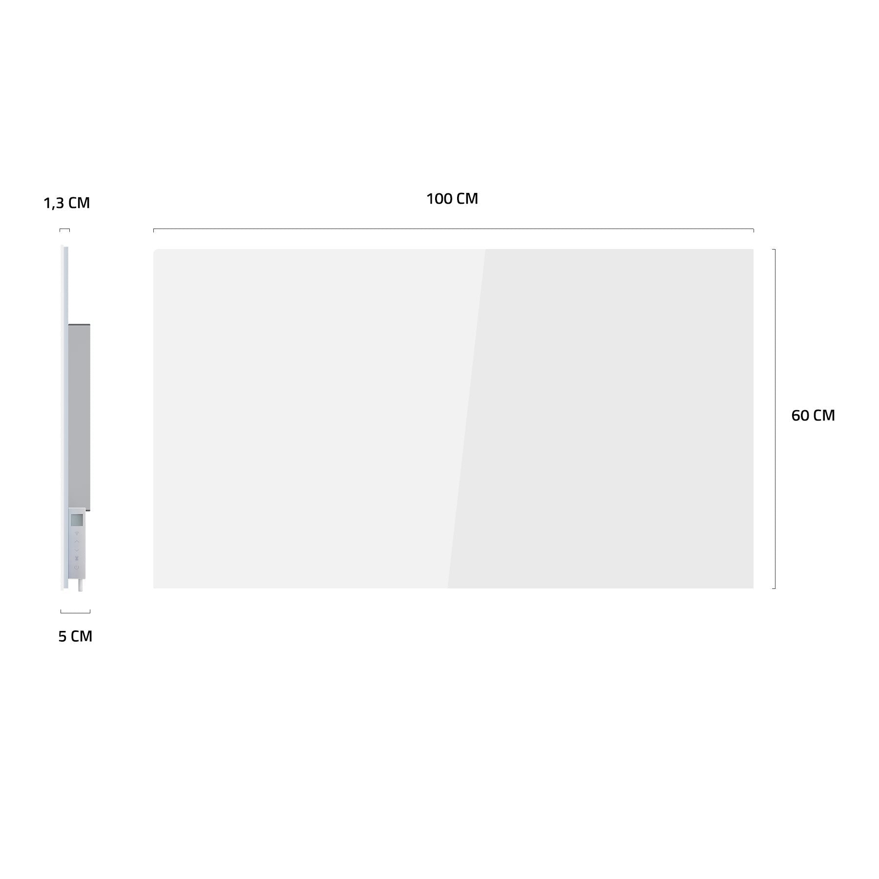 Hombli Smart Infrarot-Heizlüfter – 100 × 60 cm, Glas, Weiss