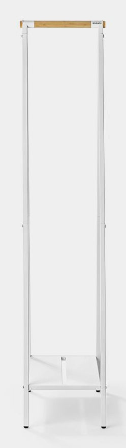 Brabantia Garderobenständer – mit Schuhhalter, Stahl/Holz, Weiss, 34 × 47,6 × 170 cm
