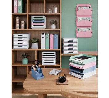 Exacompta AutentiK – Wandfach für A4, quer, Kunststoff, Rosa, 382 × 289 × 72 mm