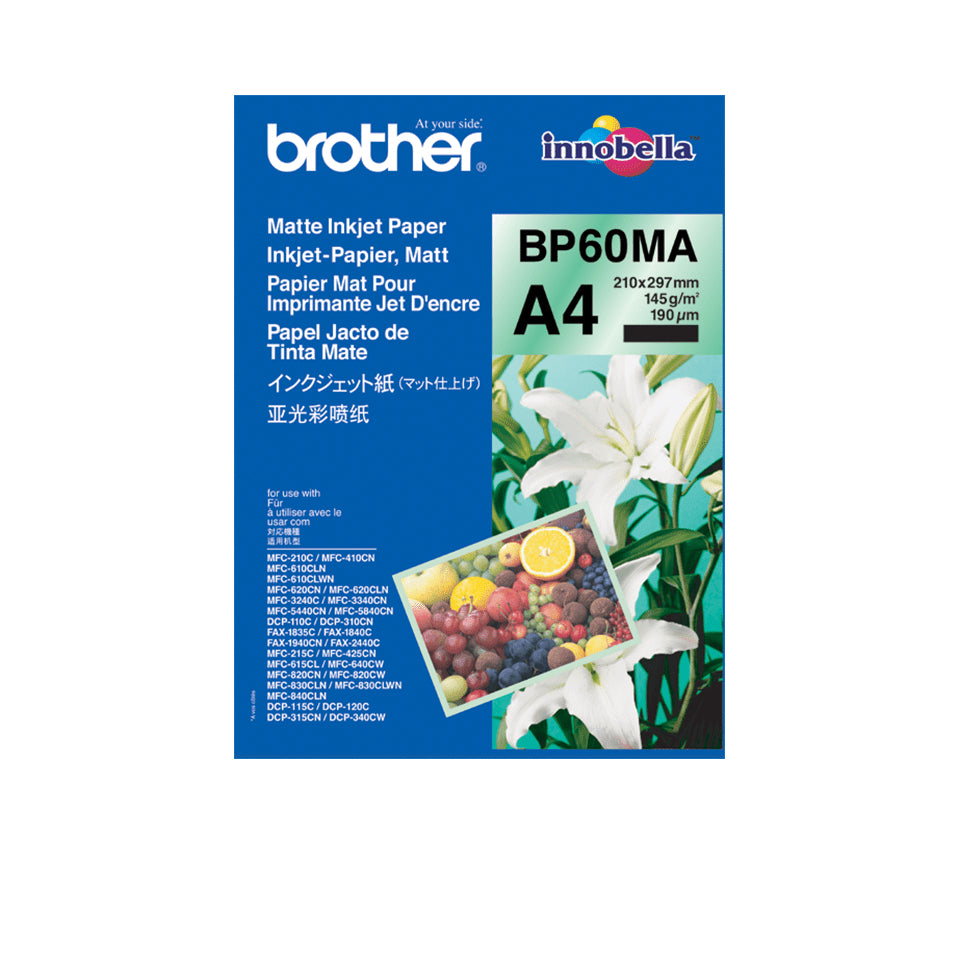 Brother BP-60MA Fotopapier – matt, A4, 145 g/m², 20 Blatt – für Tintenstrahldrucker