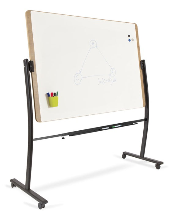 Rocada Whiteboard – 150 × 100 cm, lackierter Stahl, magnetisch, Melaminrahmen, mobil, drehbar