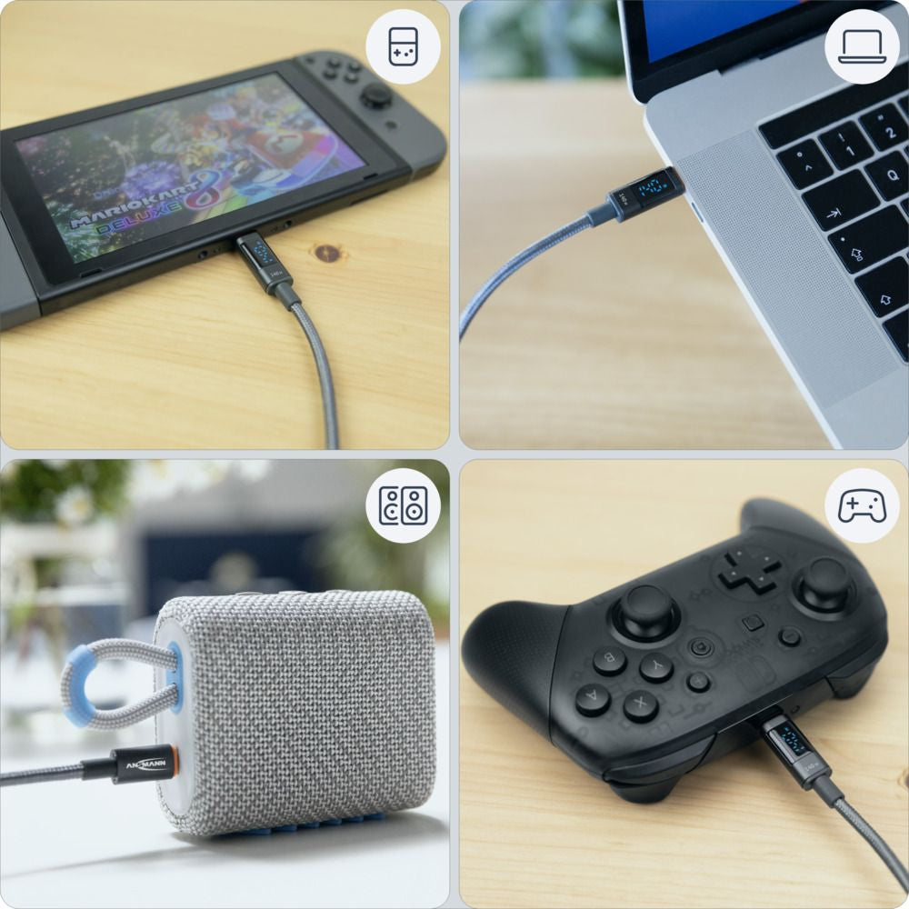 Ansmann USB-Kabel, USB-C zu USB-C, 1,2 m, Lade-/Datenkabel