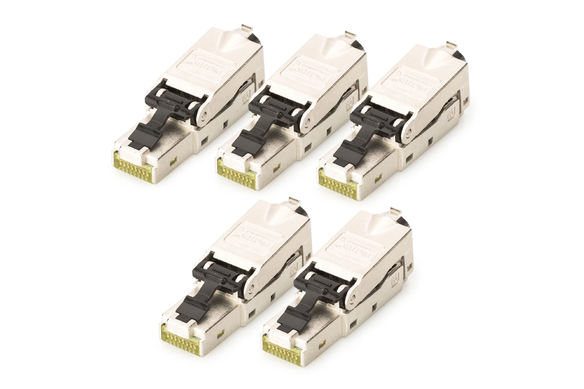 Digitus Cat6a Feldstecker – RJ-45, STP, gerade, 5er-Pack, Silber