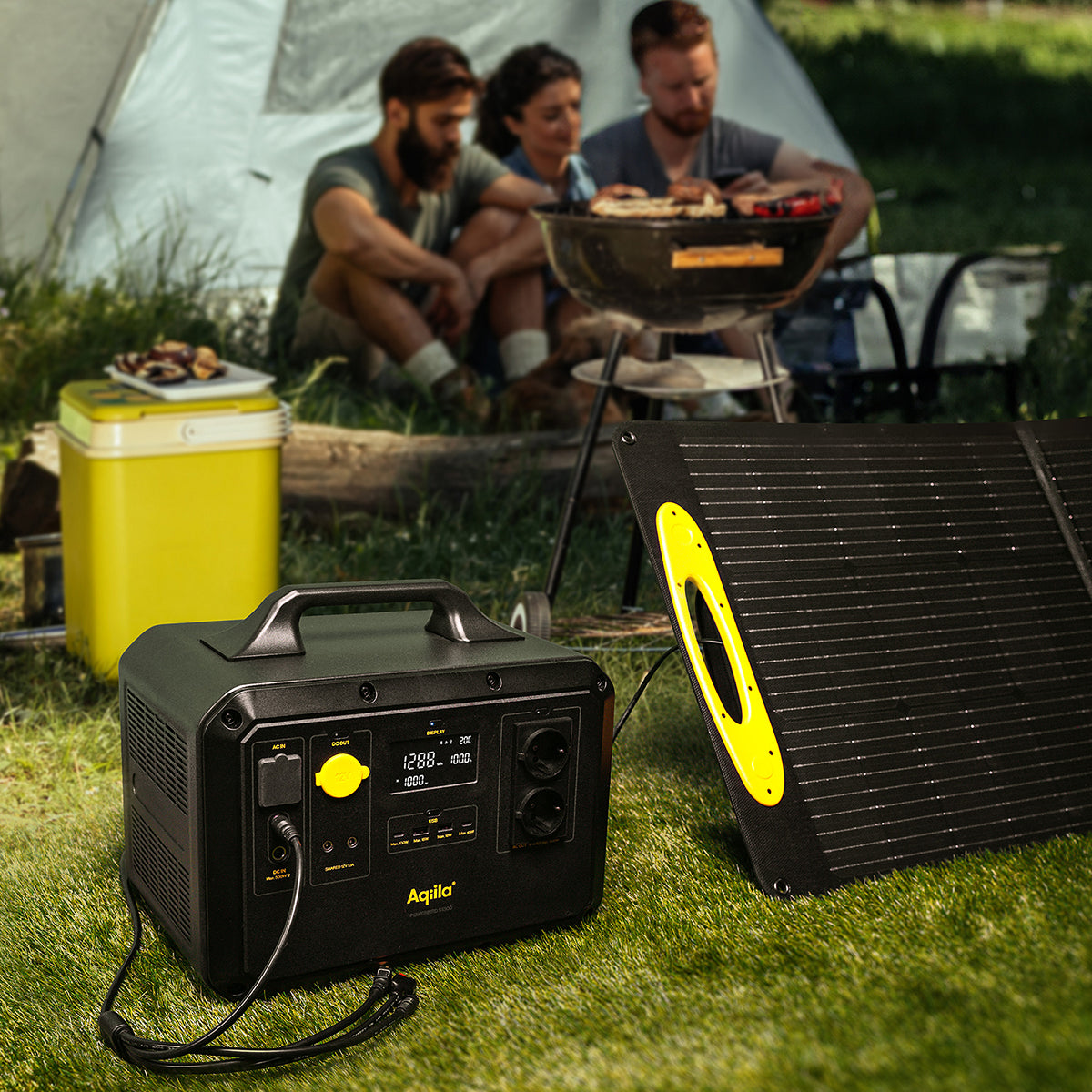 Aqiila Sunbird P200 Solarpanel – 200 W, faltbar, verstellbarer Ständer, IP65, schwarz