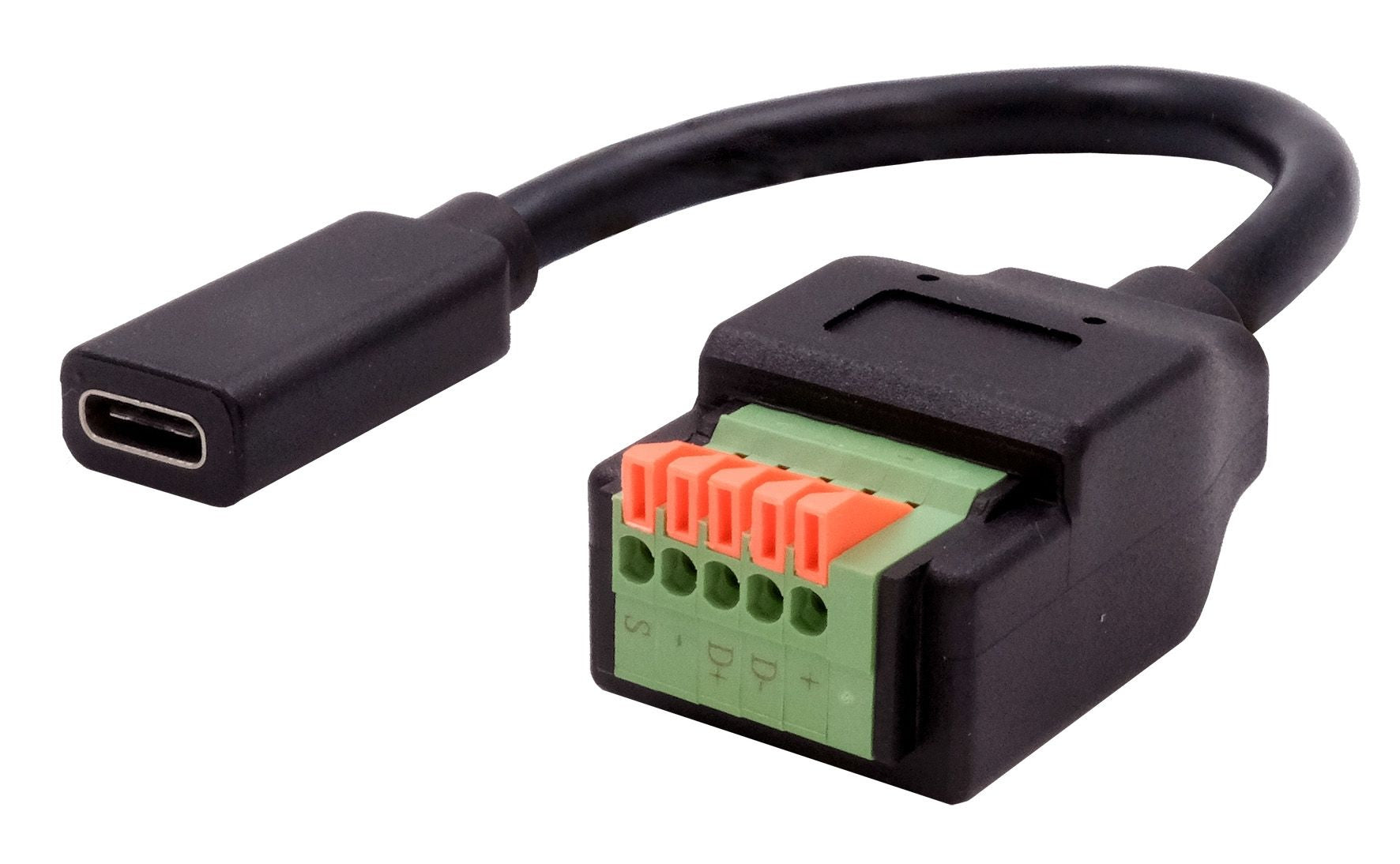 EXSYS EX-49122 Adapter USB-C zu 5-poligem Terminalblock – USB 2.0 (0,48 Gbit/s), 0,15 m, Schwarz