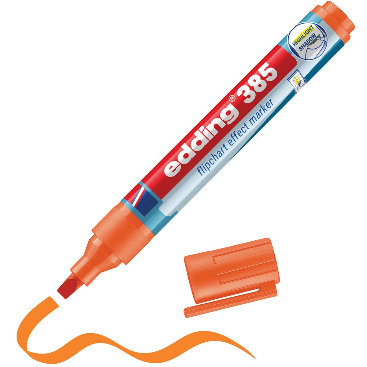 Edding Flipchart-Marker – Pinselspitze 1–5 mm, Orange, nachfüllbar, Cap-Off – für Flipcharts/Papier