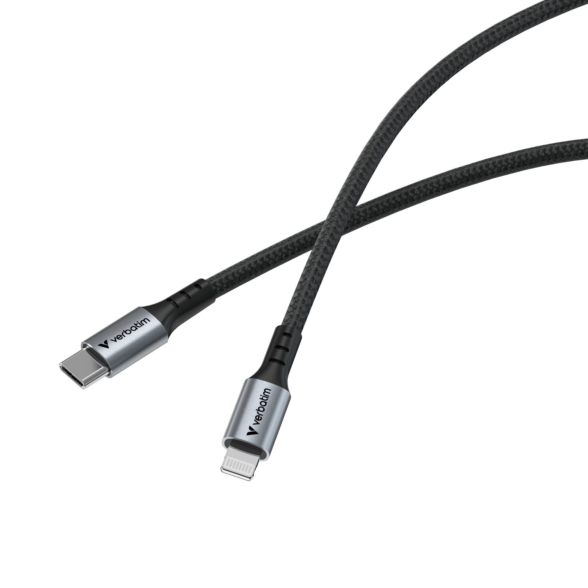 Verbatim Lightning-auf-USB-C-Kabel – USB 2.0 (480 Mbit/s) – 1,2 m – PD 60 W – Nylonmantel – Schwarz