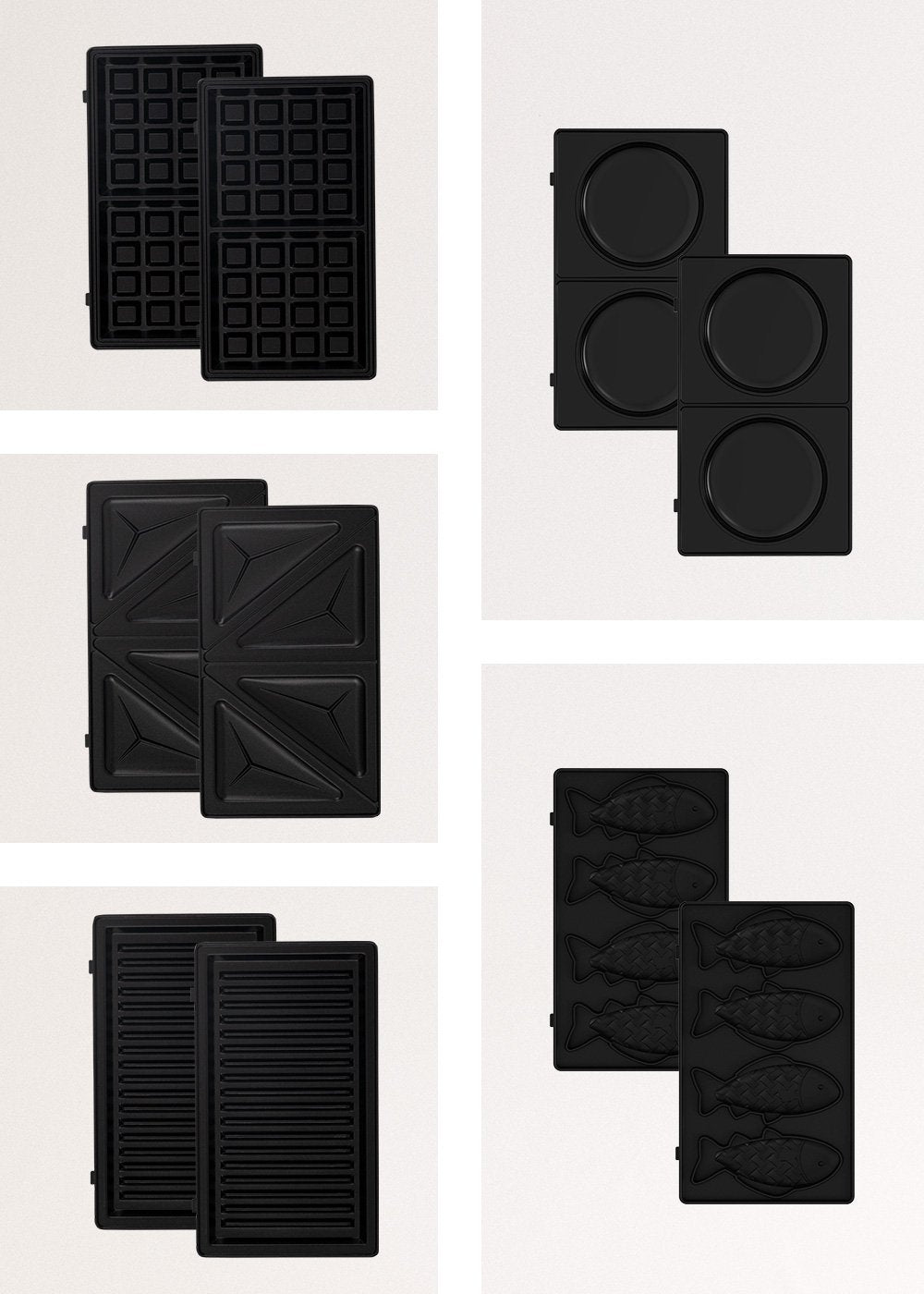 CREATE Ersatzteller Stone 3 in 1 Taiyaki – Teflonbeschichtet, für Waffeleisen 3in1 Studio, 2 Stk.