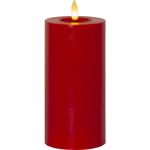 Star Trading LED-Kerze – Ø 7,5 × 17,5 cm – Kunststoff, Rot