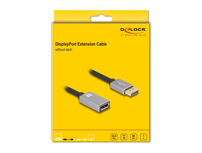 DeLOCK DisplayPort Verlängerung DP 1.4 8K 60 Hz – 1 m – Grau