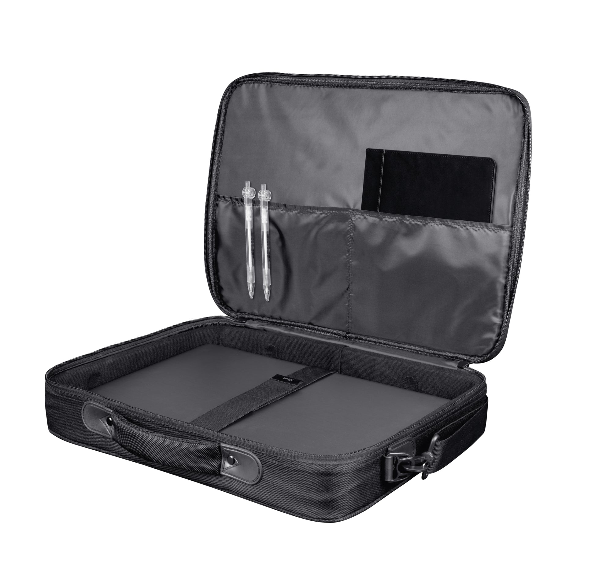 Trust Atlanta Notebook-Tasche bis 16" – mit abnehmbarem Schultergurt, Reissverschluss – Schwarz