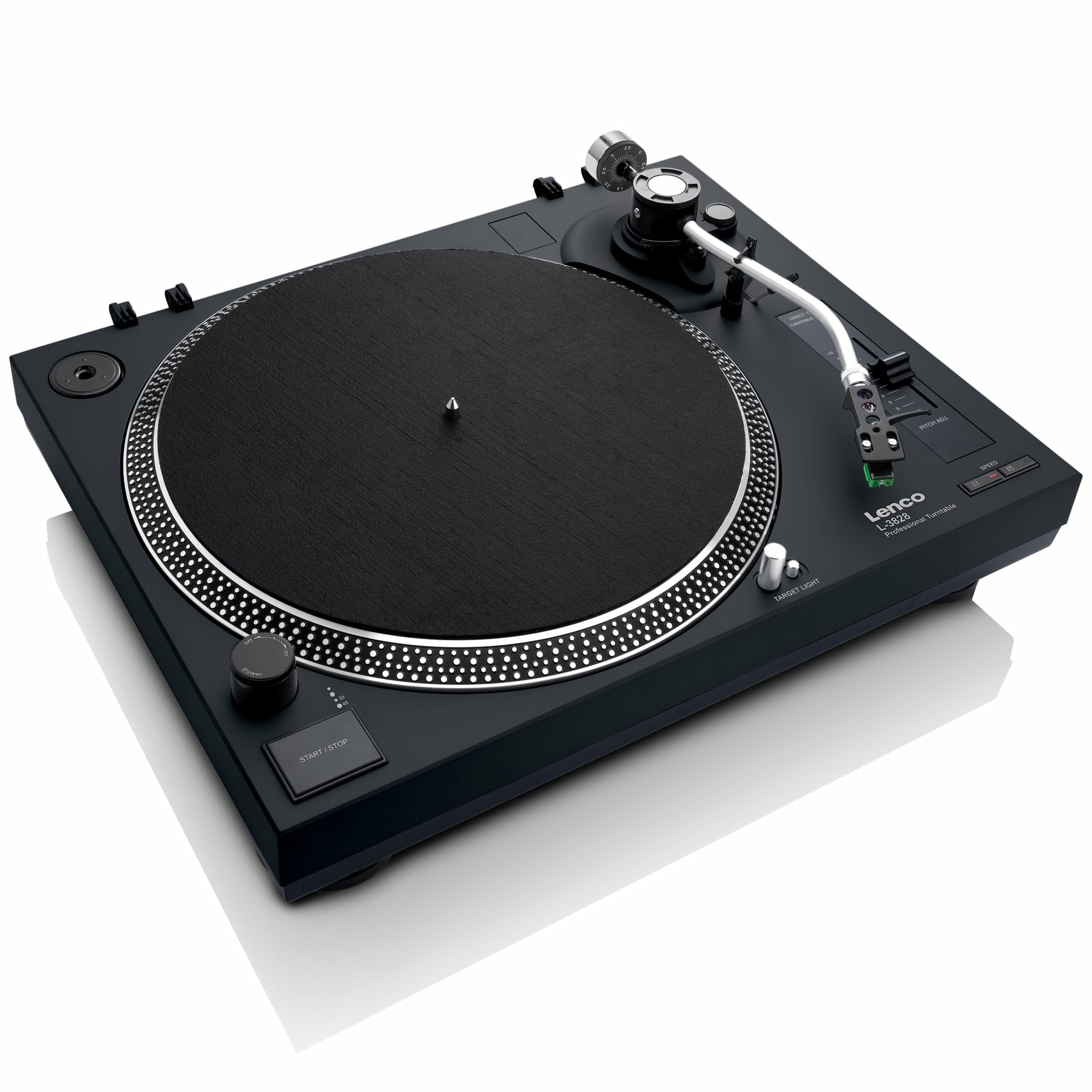 Lenco L-3828BK – Plattenspieler (Direktantrieb, manuell), Phono-Vorverstärker, 33⅓/45 – Schwarz