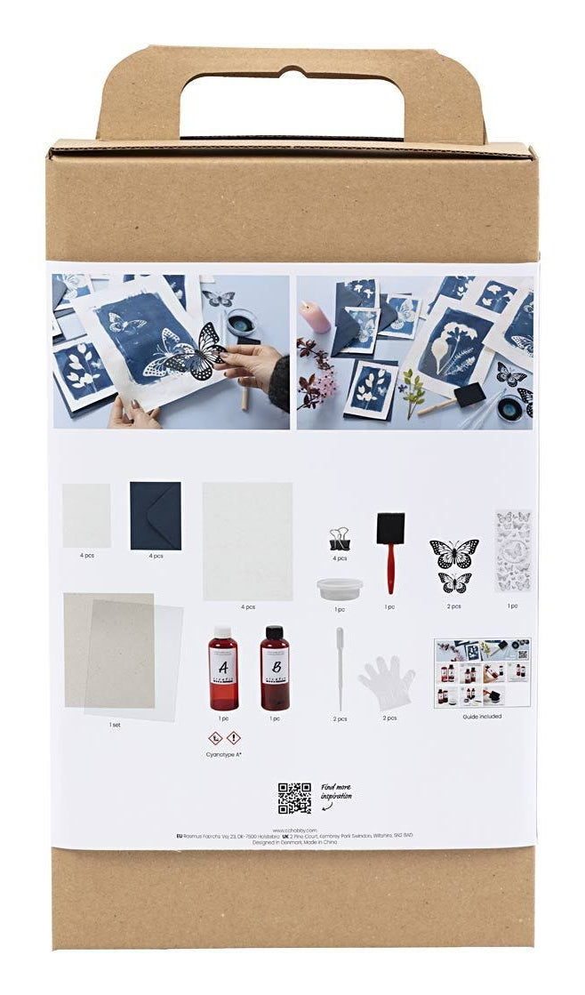 Creativ Company Bastelset – Cyanotypie – inkl. Cyanotypie-Pulver, Papier, Schablonen & Zubehör