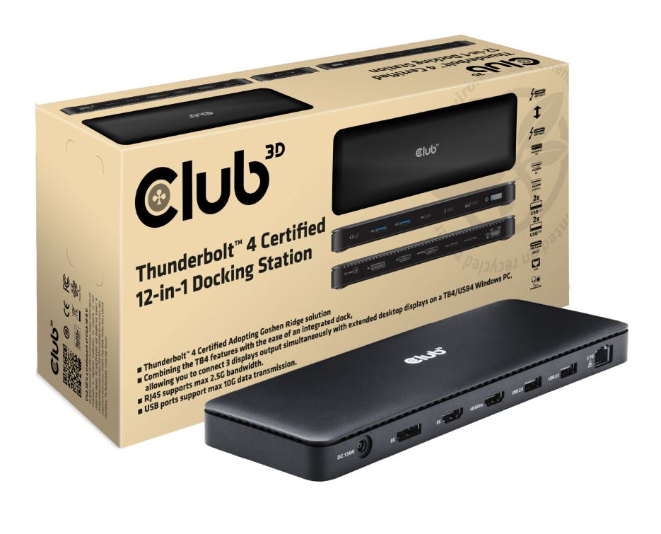 CLUB3D Club 3D USB-C Dockingstation, 2× HDMI, DP, LAN, 5× USB-A, 2× Thunderbolt 4, 3,5 mm – für USB-C Geräte