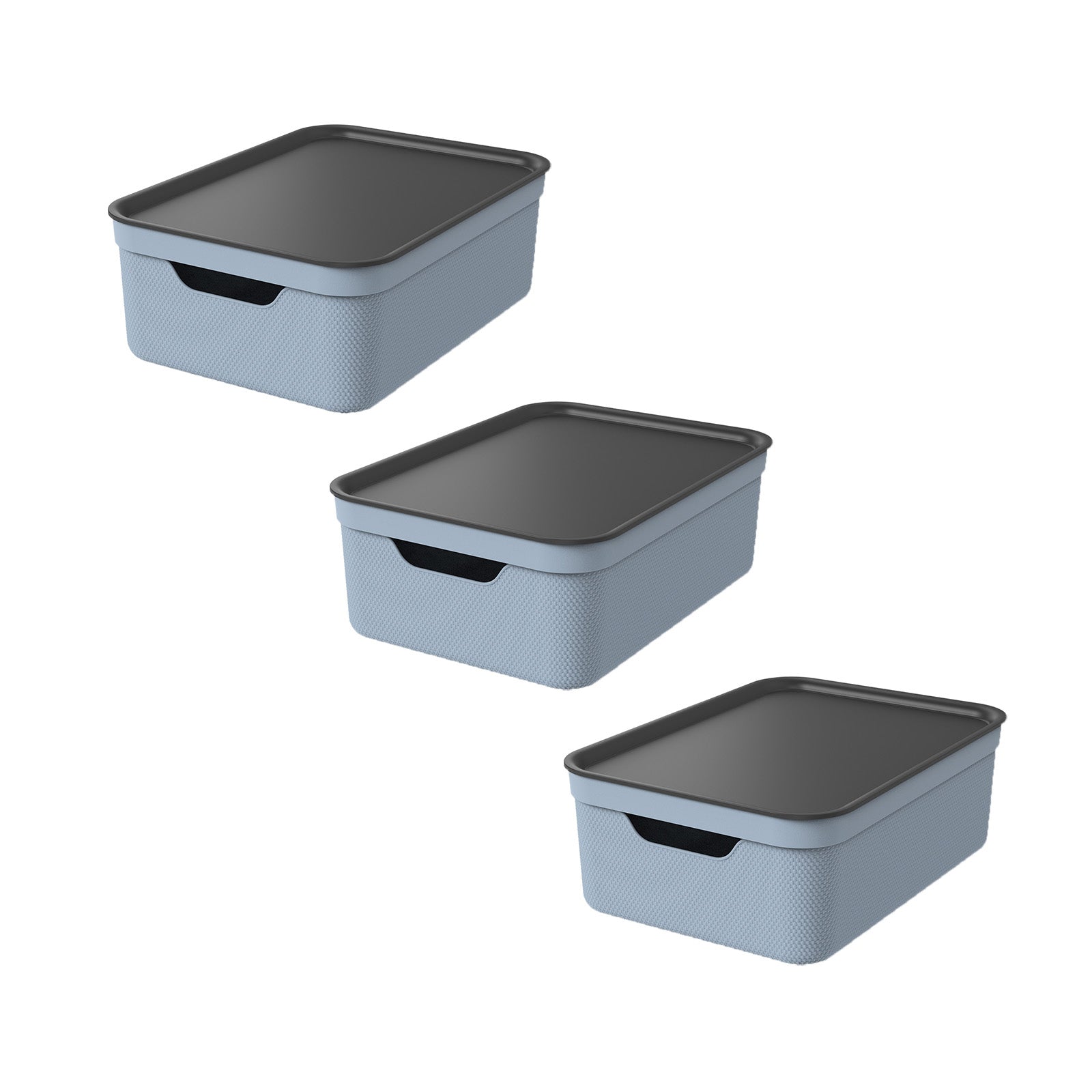 Rotho Aufbewahrungsbox 13 l (mit Deckel) – Kunststoff – Taubenblau – für A4 – stapelbar – 278 × 130 × 375 mm