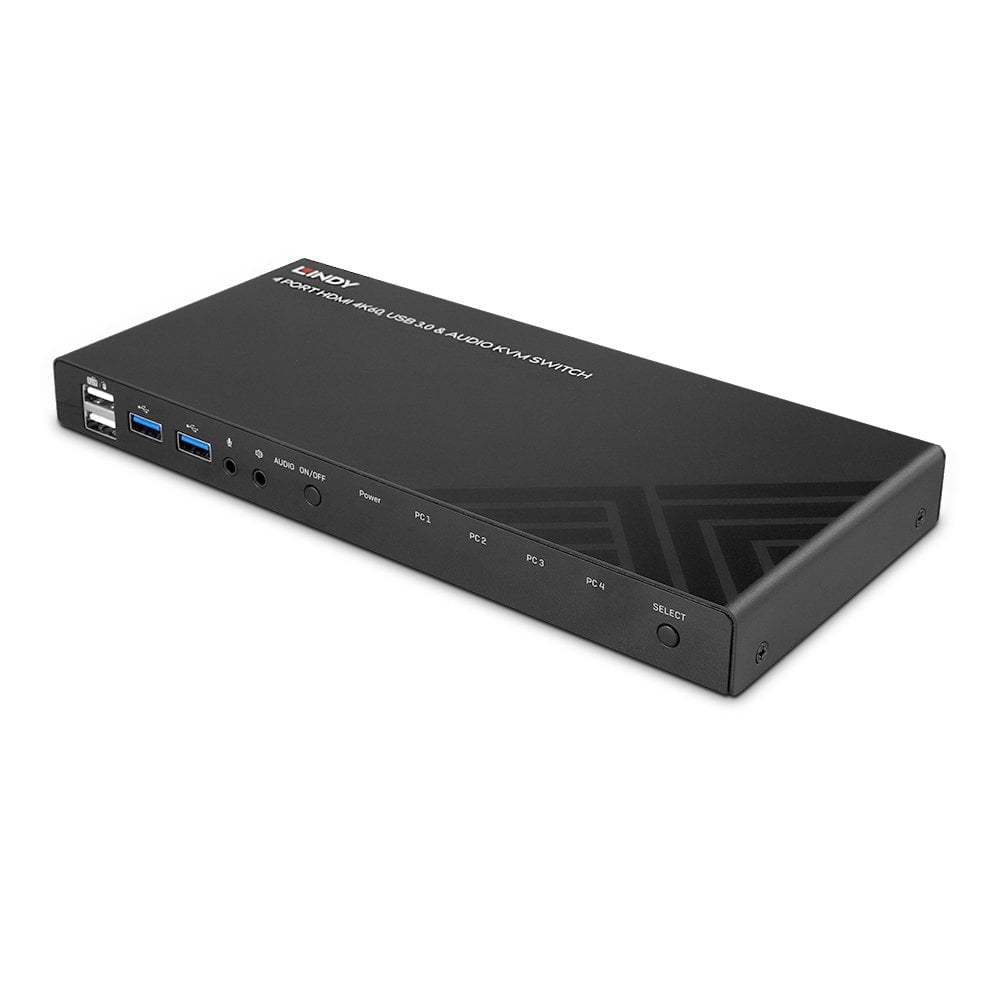 Lindy KVM-Switch 4 Port, HDMI/USB 3.2 Gen 1, 4K (3840 × 2160), Audio