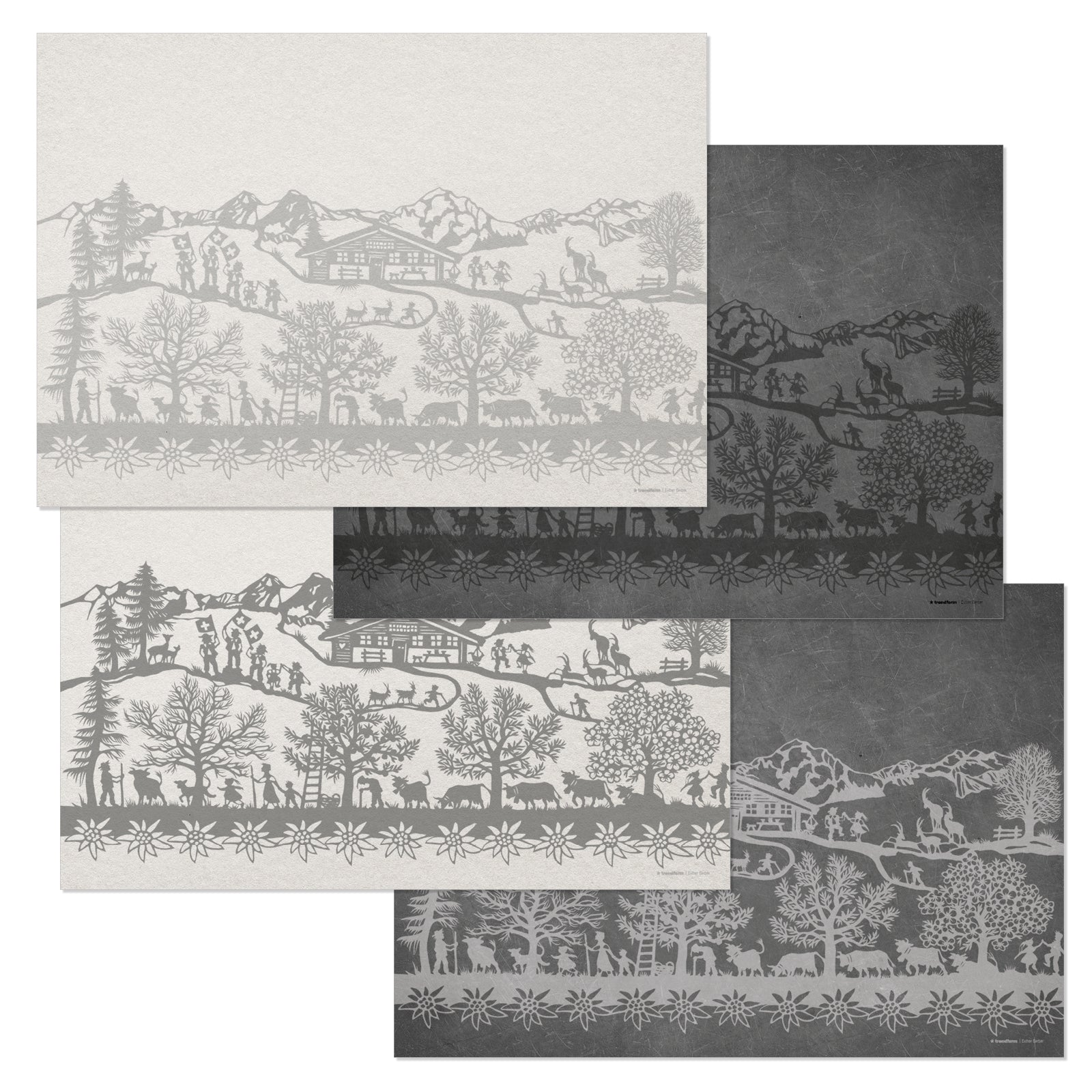 Trendform Tischset SWISS Tradition 9, Papier/Karton, Waldmotiv – 42 × 29,7 cm – FSC – 48 Stk.
