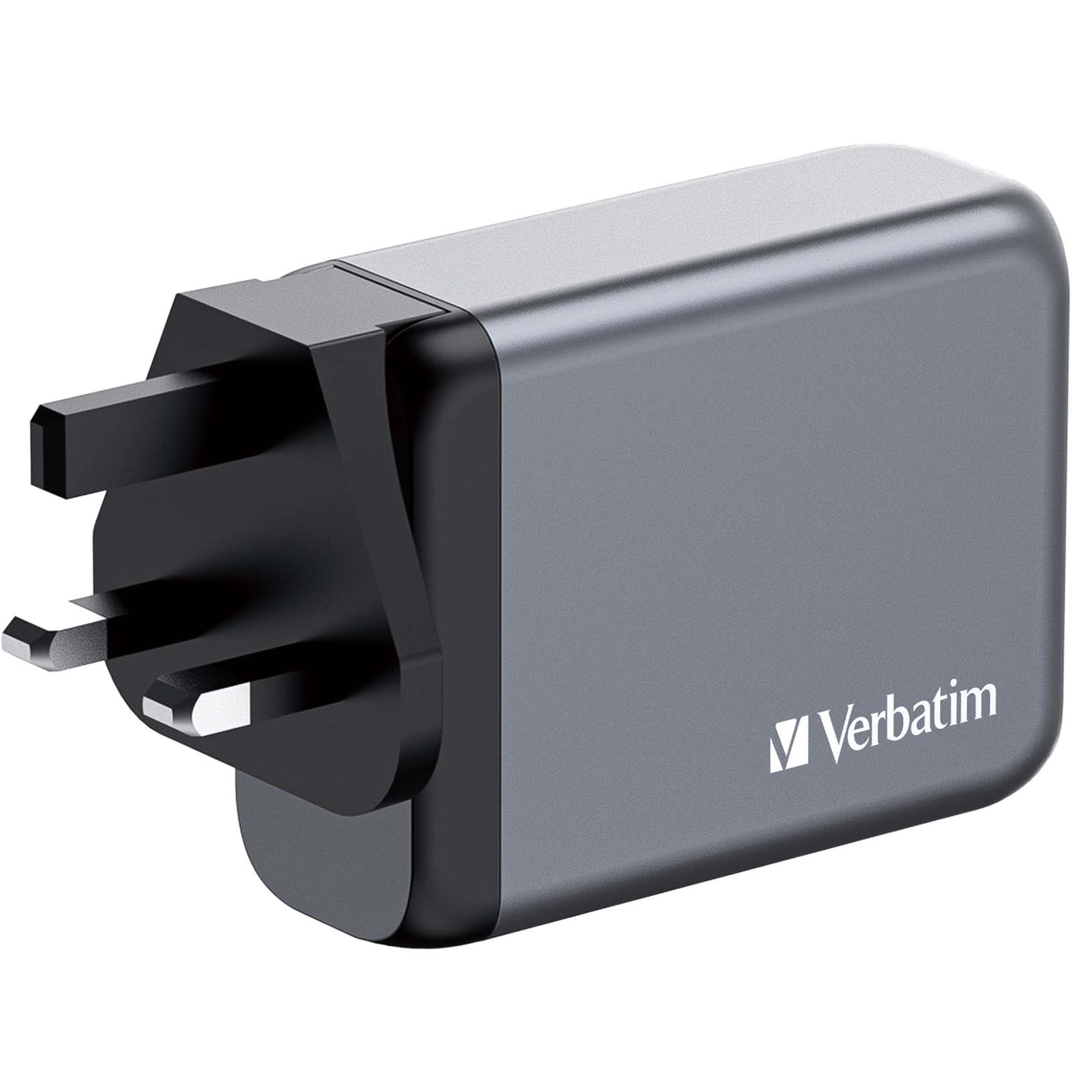 Verbatim Ladegerät (EU/UK/US) – 100 W, 3× USB-C + 1× USB-A, PD, PPS, QC, GaN