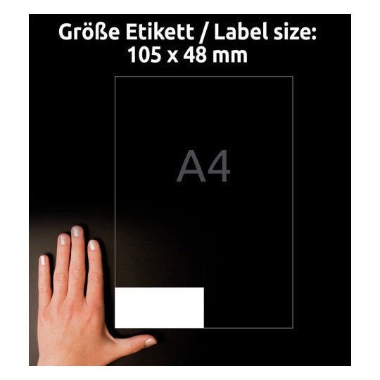 AVERY Zweckform – Etiketten A4 105 × 48 mm – Papier – permanent haftend – Laser/Inkjet – 12 pro Blatt, 65 Blätter