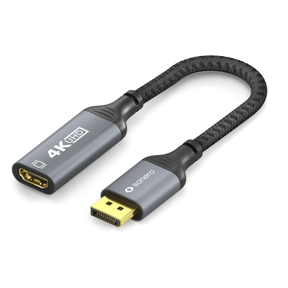 Sonero – DisplayPort (Stecker) auf HDMI (Buchse) Adapter, DP 1.2, HDMI 2.0, 4K@60 Hz, 20 cm, HDR
