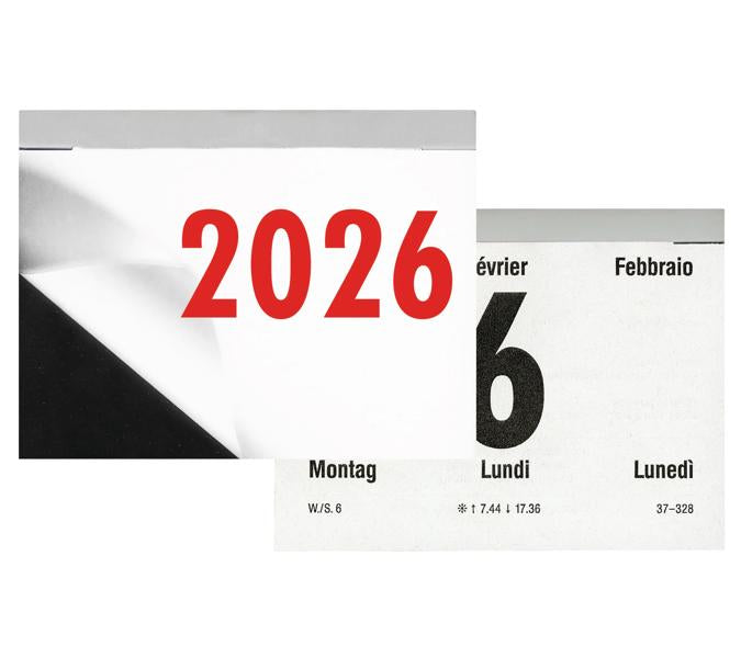 Biella Abreisskalender 2026 – 10,8 × 8 cm – 1 Tag/Blatt – d/f/i