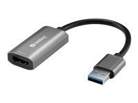 Sandberg Capture-Adapter HDMI zu USB-A – 1920 × 1080, USB 2.0, integriertes Kabel, für Windows/macOS/Linux