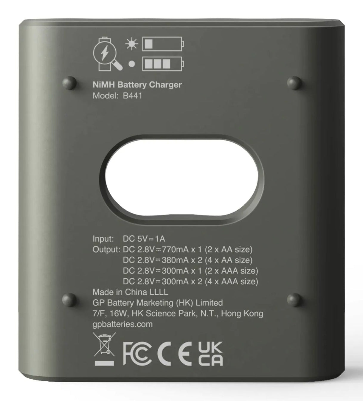 GP Batteries B421 Batterieladegerät 4× – für AA, AAA – inkl. 4× AAA 850 mAh, USB, NiMH, -dV Vollladungserkennung