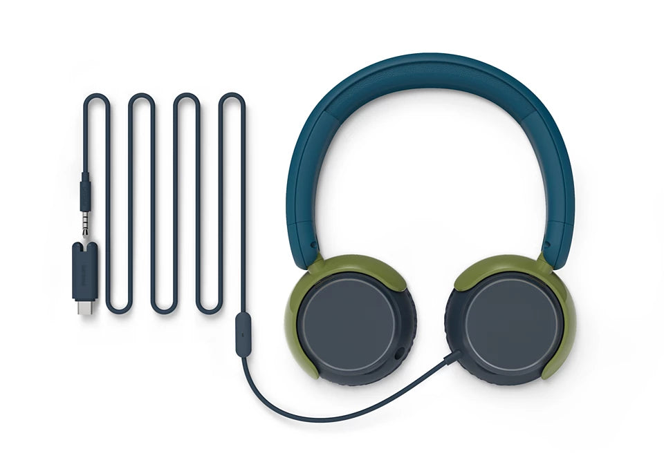 Philips TAK2000CT/00 Kinderkopfhörer – On-Ear, Stereo, Kabel, 3,5 mm Klinke, 85 dB Lautstärke-Limit, Blaugrün