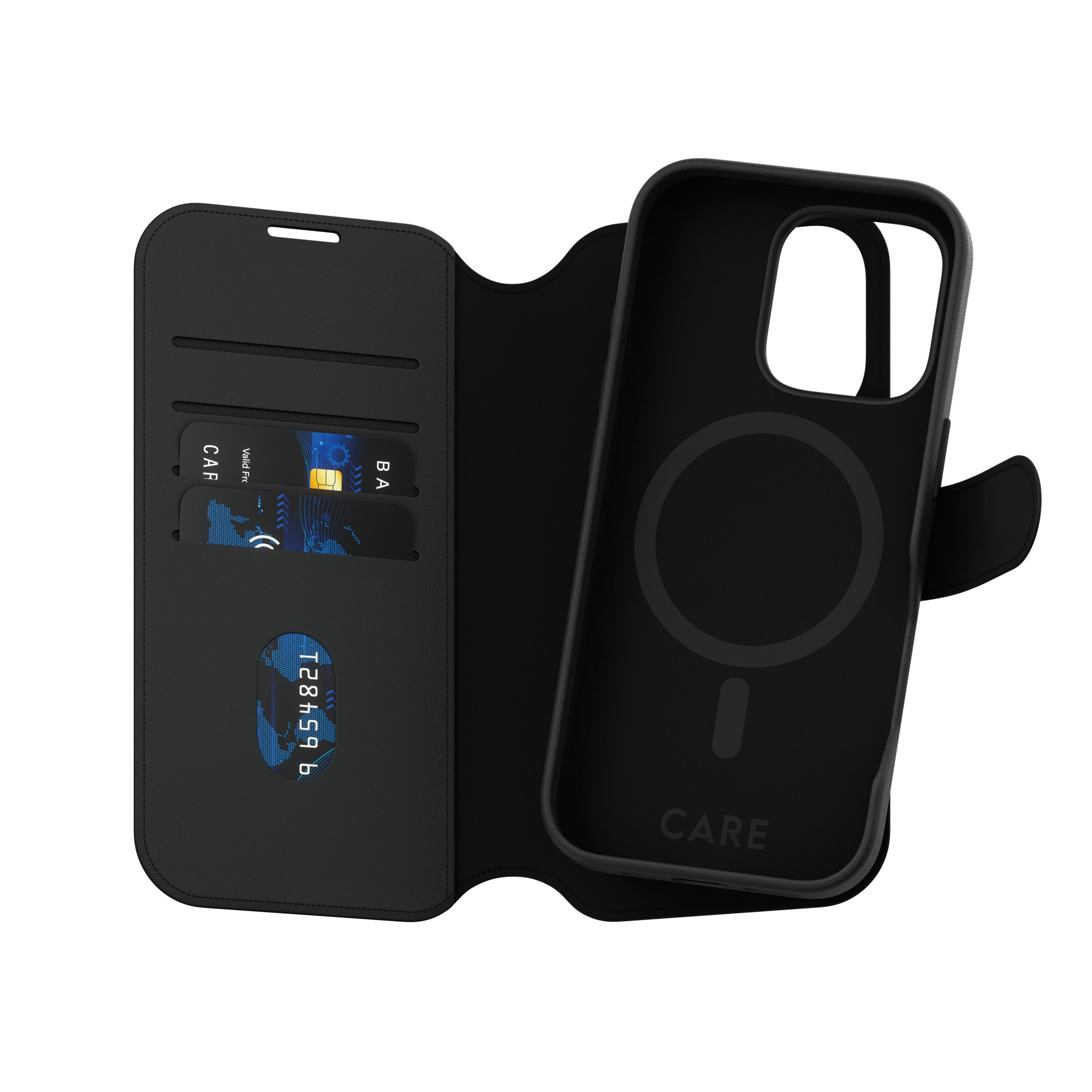 PanzerGlass CARE Feature Tango Wallethülle – für Apple iPhone 16 Pro, MagSafe, mit Kartenfach, PU, Schwarz