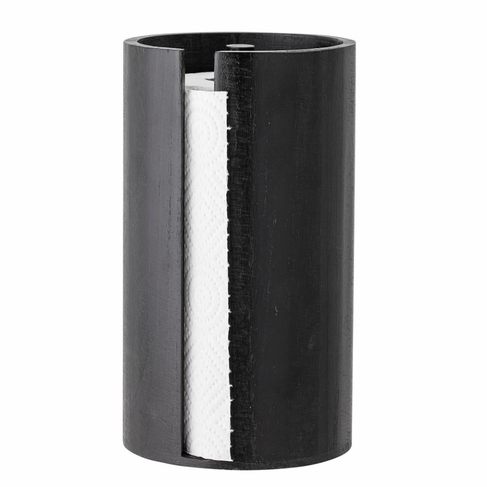 Bloomingville Küchenrollenhalter Paulownia (Holz), Ø 14,5 × 25,5 cm, Schwarz
