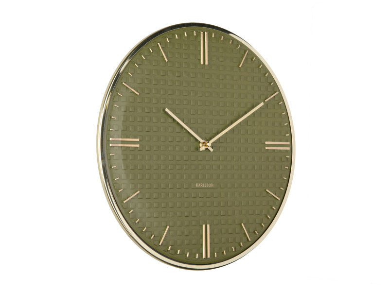 Karlsson Riqueza Wanduhr – Analog, Ø 35 cm, Grün, Metall