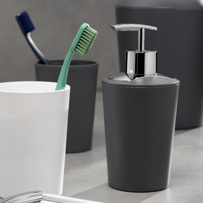 Kela WC-Bürstenset – Kunststoff, grau, bodenstehend, mit Deckel, H 36,5 cm, Ø 11 cm
