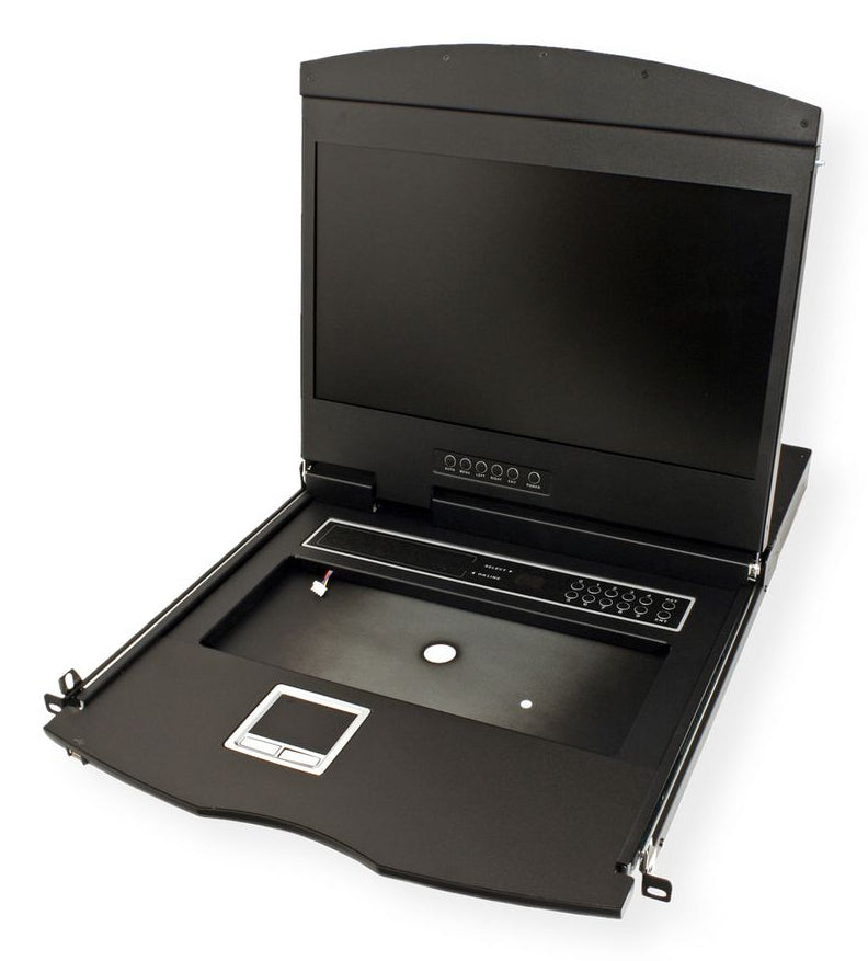 VALUE 19" Rack-LCD-Konsole – 8-Port VGA KVM – 1366 × 768, USB 2.0, CH-Layout – 1U