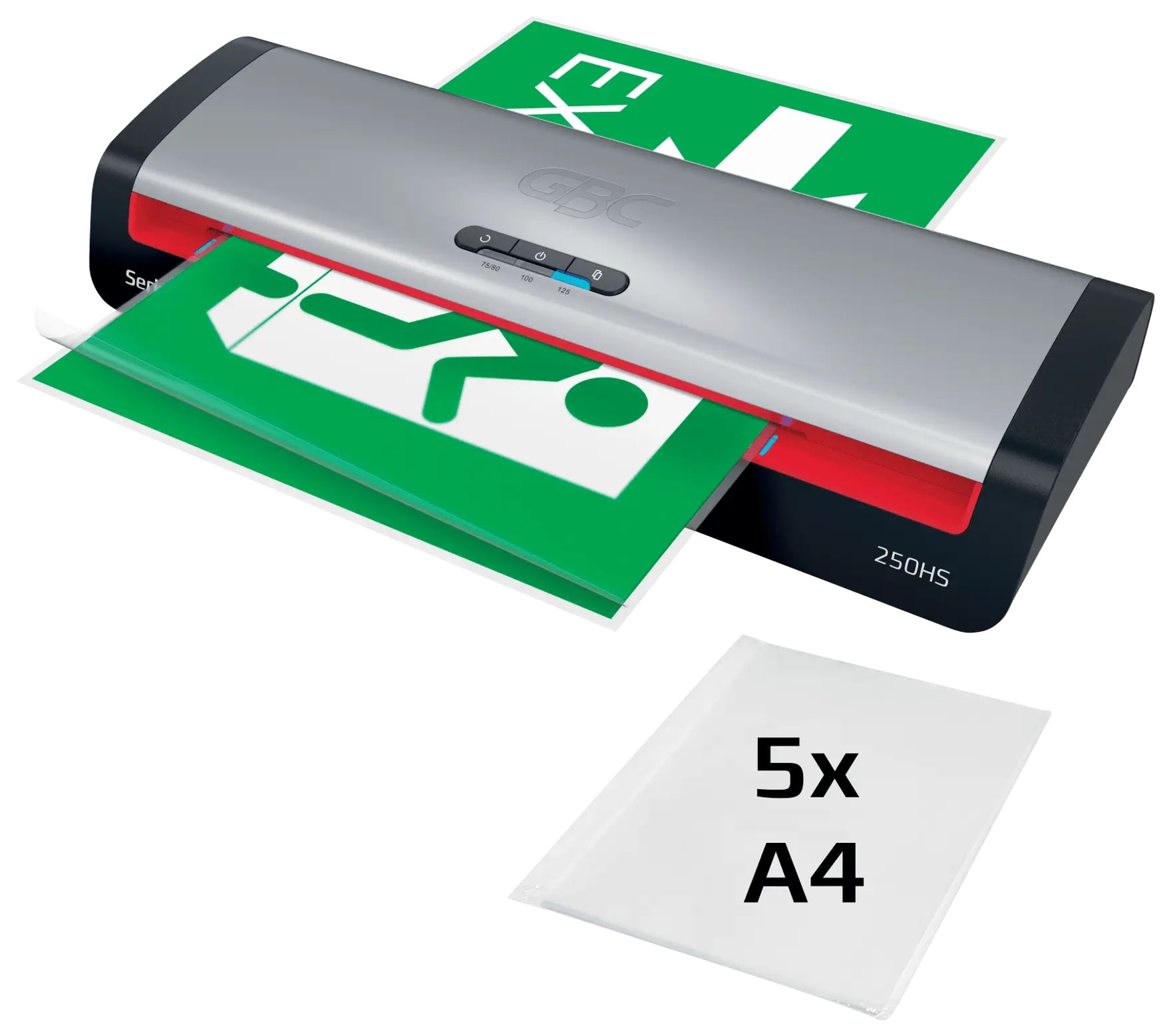 GBC 250HS Laminiergerät A3 – 2-Rollen, 75–125 µm, Aufheizzeit 1 Min., 500 mm/min, Silber