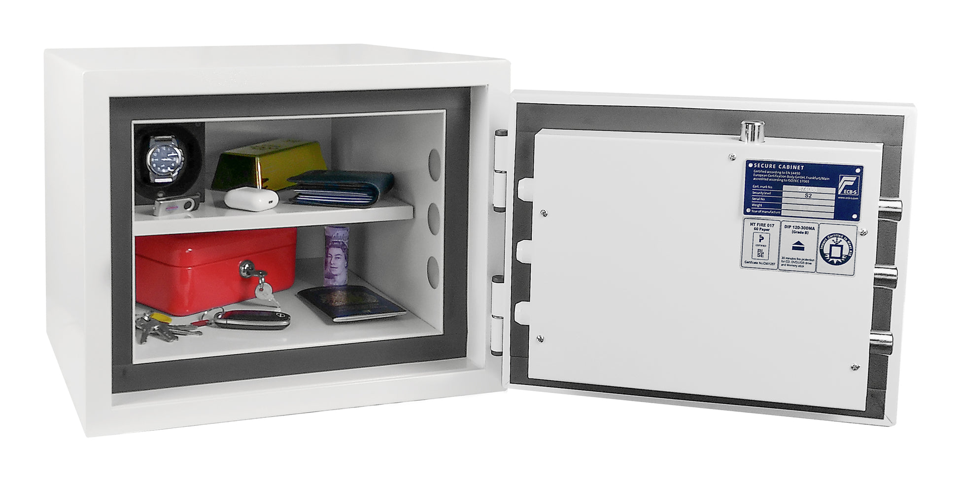 Phoenix Safe Co. Phoenix Tresor Fortress Pro SS1461K – Schlüsselschloss – 23 l – 60 Minuten Feuerschutz – Bodenmontage – Weiss
