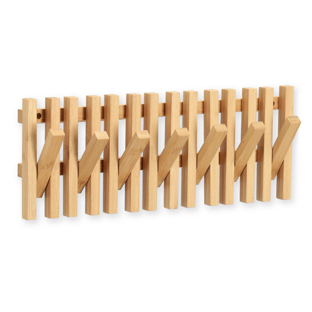 Zeller Present Wandgarderobe – 7 Haken, Bambus, Braun, 41,5 × 3,5 × 16 cm