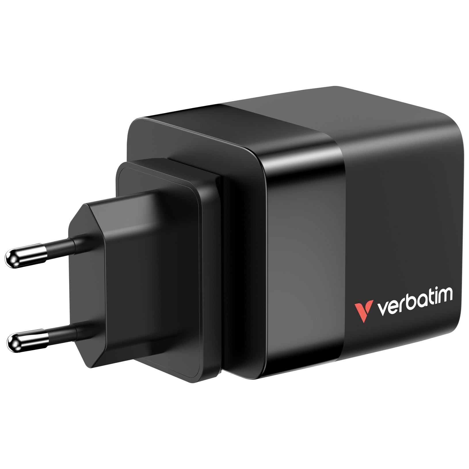 Verbatim GaN Ladegerät USB-Ladegerät 65 W – USB-C×1, USB-A×1 – PD, PPS, QC 3.0, GaN – EU/UK/US Adapter – Schwarz