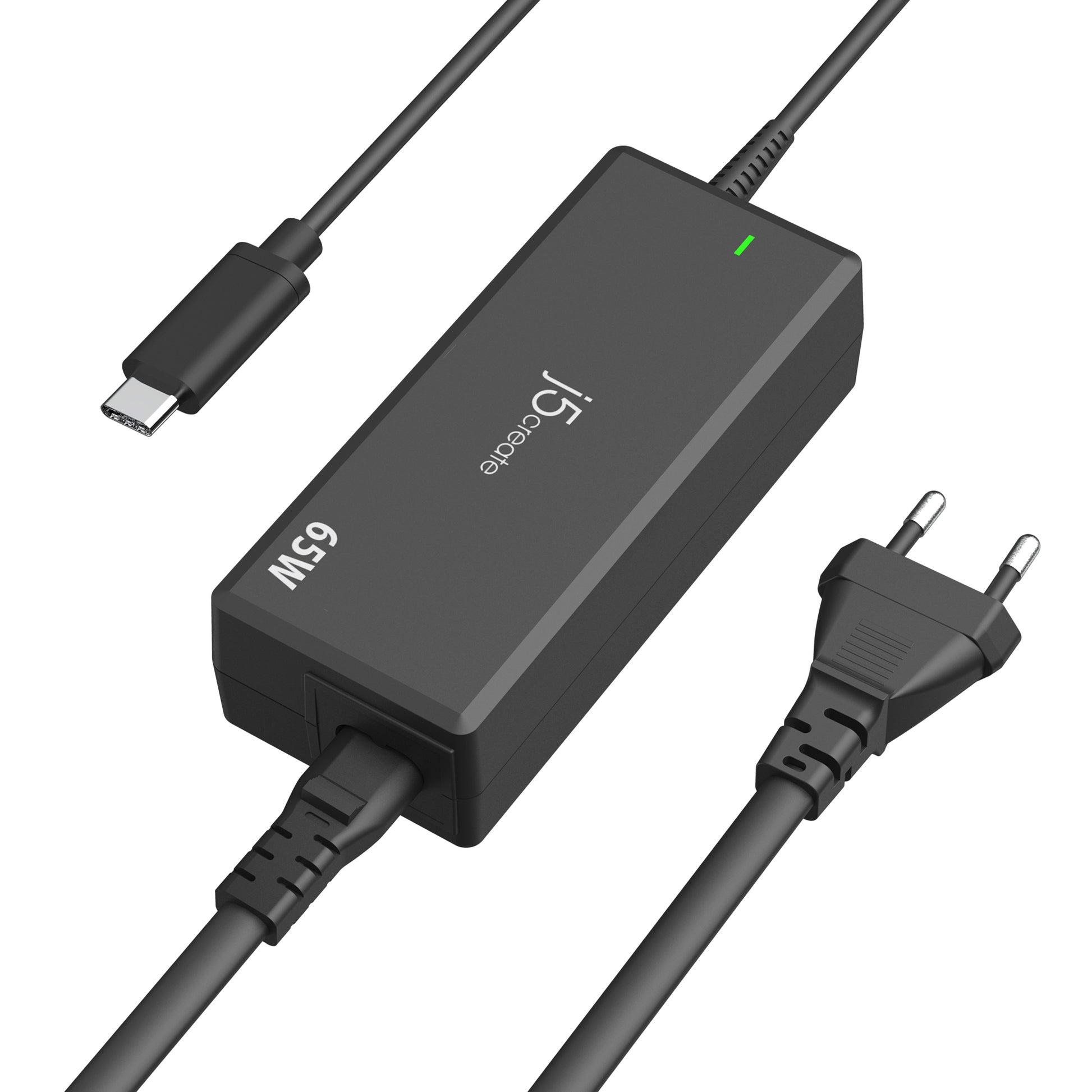 j5create USB-Wandladegerät 65 W – USB-C×1 – PD – EU-Stecker (Typ C) – für Smartphones, Tablets u. a. – Schwarz