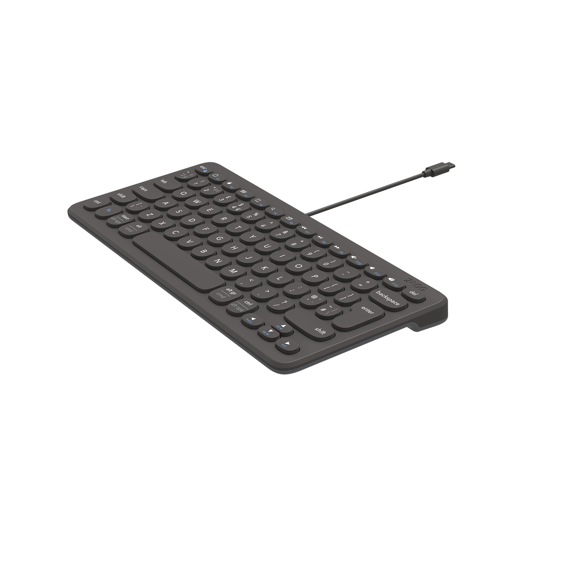 ZAGG Connect Tastatur – Kabelgebundene Tastatur (USB-C), UK-Layout (EN), Dunkelgrau