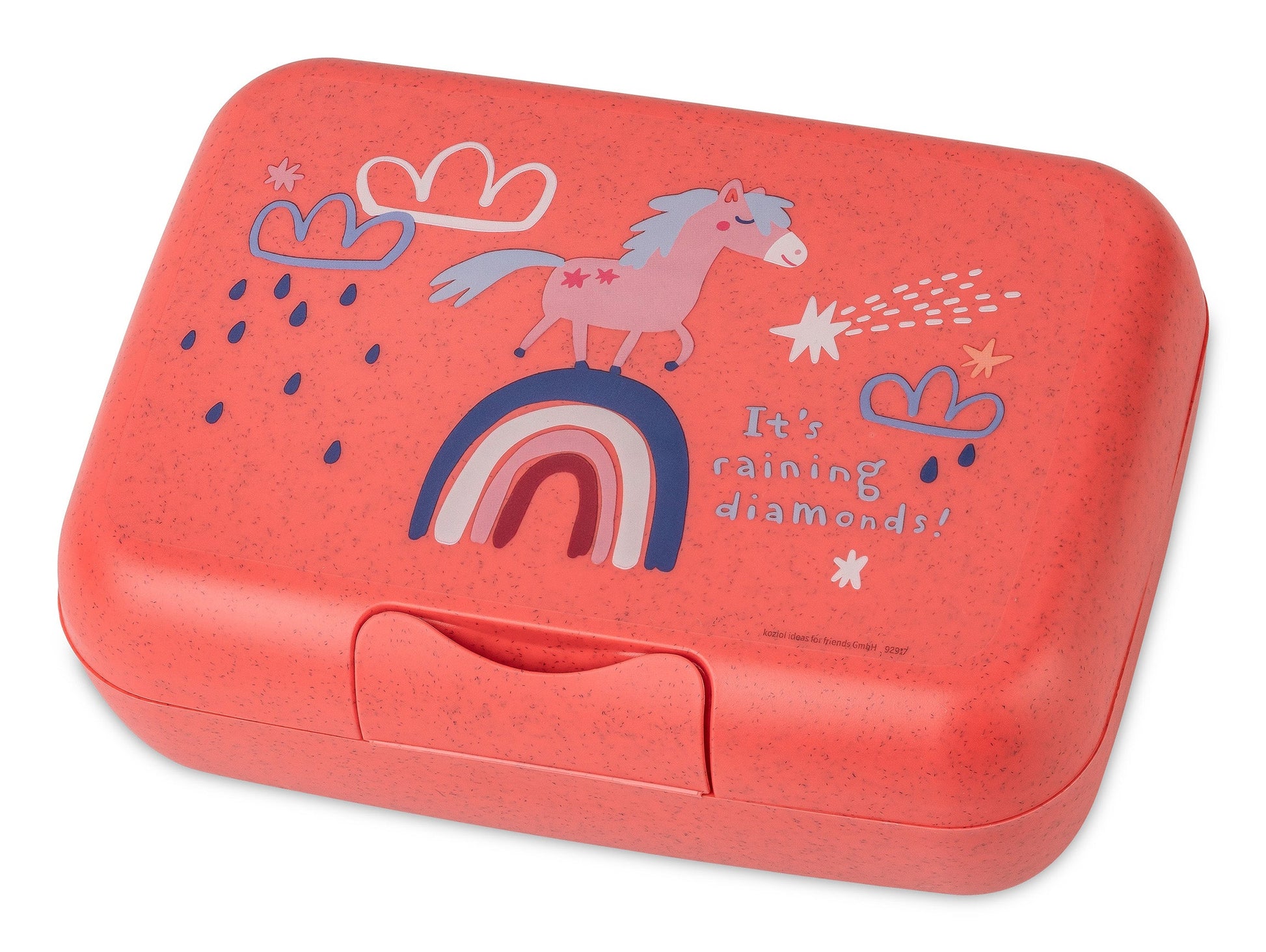 koziol Lunchbox 19 × 13,5 × 6,5 cm, Kunststoff (biozirkulär), mehrfarbig, Motiv Pferde, mit Trennschale