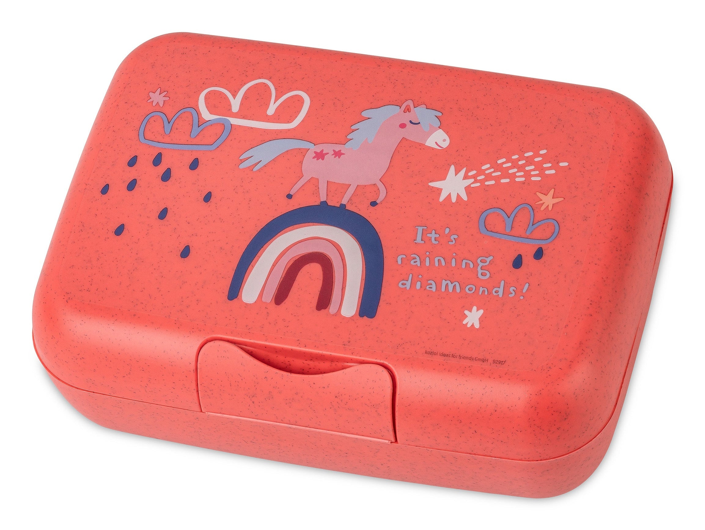 koziol Lunchbox 19 × 13,5 × 6,5 cm, Kunststoff (biozirkulär), mehrfarbig, Motiv Pferde, mit Trennschale