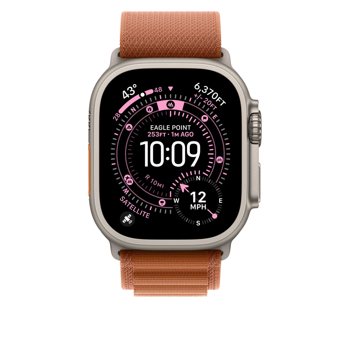 Apple Alpine Loop Natural Titanium Finish – Armband – für Apple Watch 49 mm, Terra Cotta, Grösse M, Titan