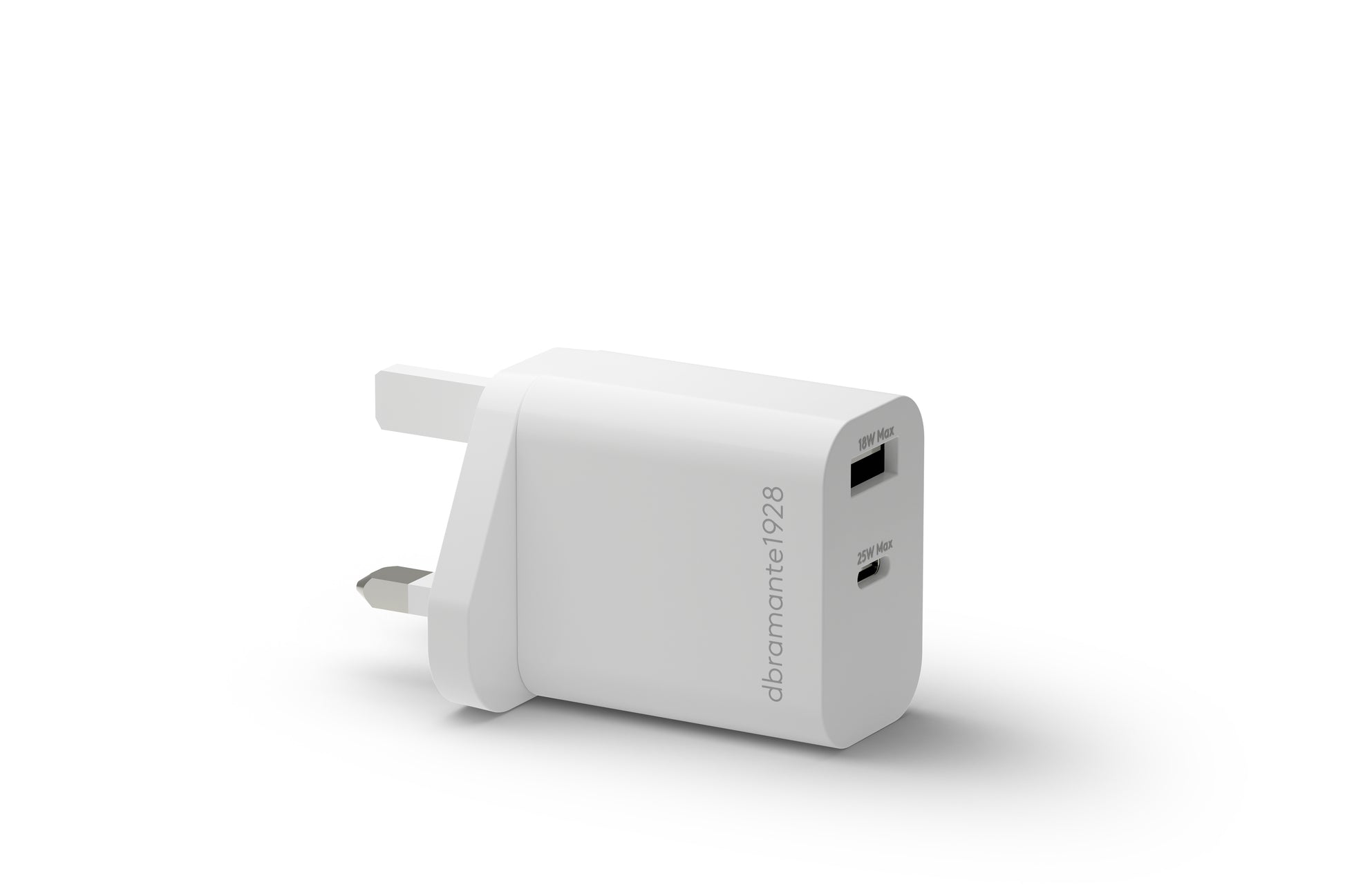 dbramante1928 re-charge-UK USB-Ladegerät 25 W – USB-C×1, USB-A×1 – UK-Stecker (Typ G), weiss