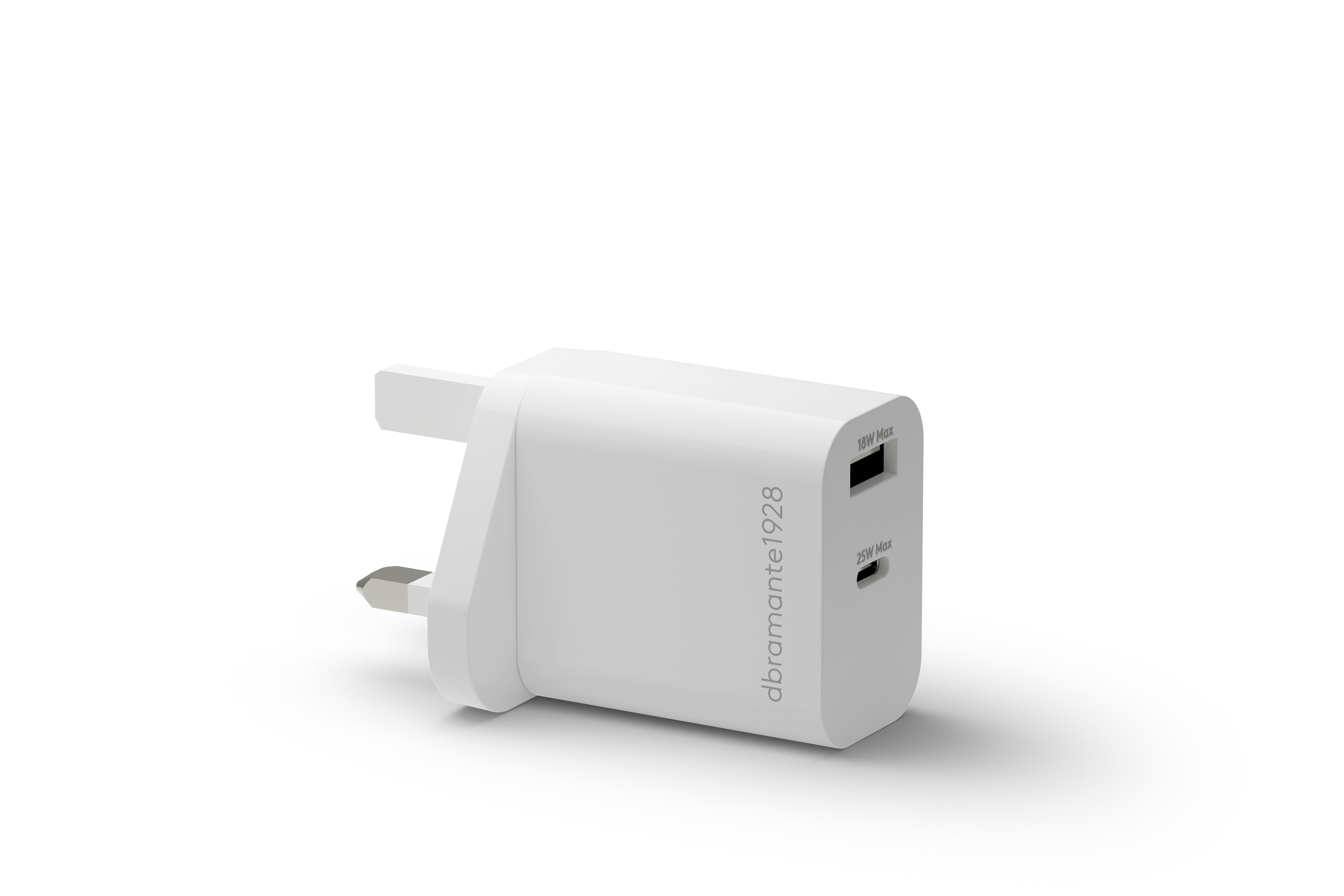 dbramante1928 re-charge-UK USB-Ladegerät 25 W – USB-C×1, USB-A×1 – UK-Stecker (Typ G), weiss