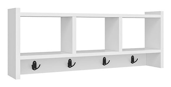 Woody Fashion Wandgarderobe – 4 Haken, Spanplatte, Weiss, 75,6 × 22 × 35 cm